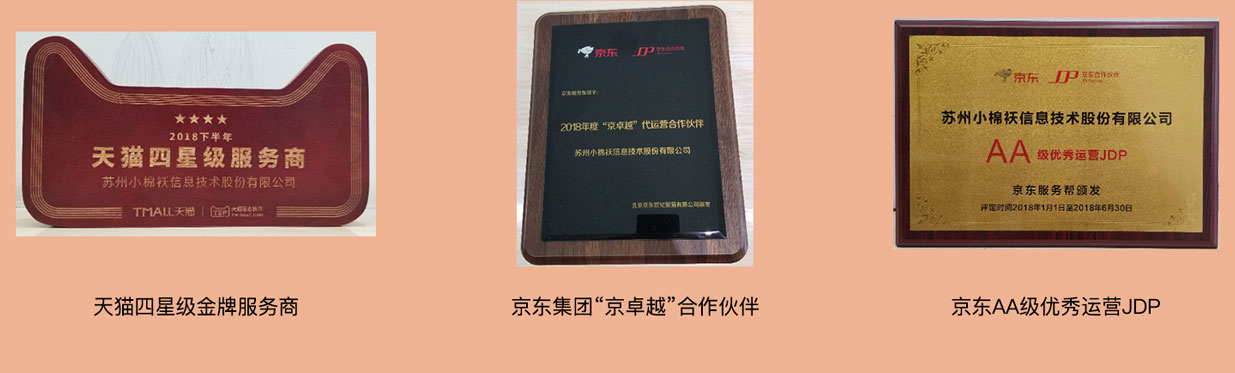 天猫四星级金牌服务商 京东集团京卓越合作伙伴 京东AA级优秀运营JDP